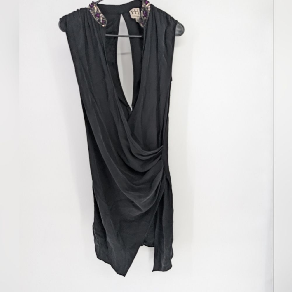Haute Hippie Black Backless Dress With Embellished Neckline